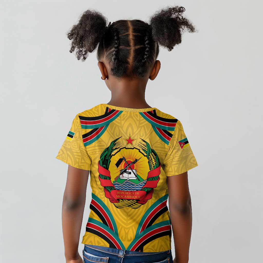 Mozambique Kid T shirt Yellow Red Green Swirl Independence Day - African Pride