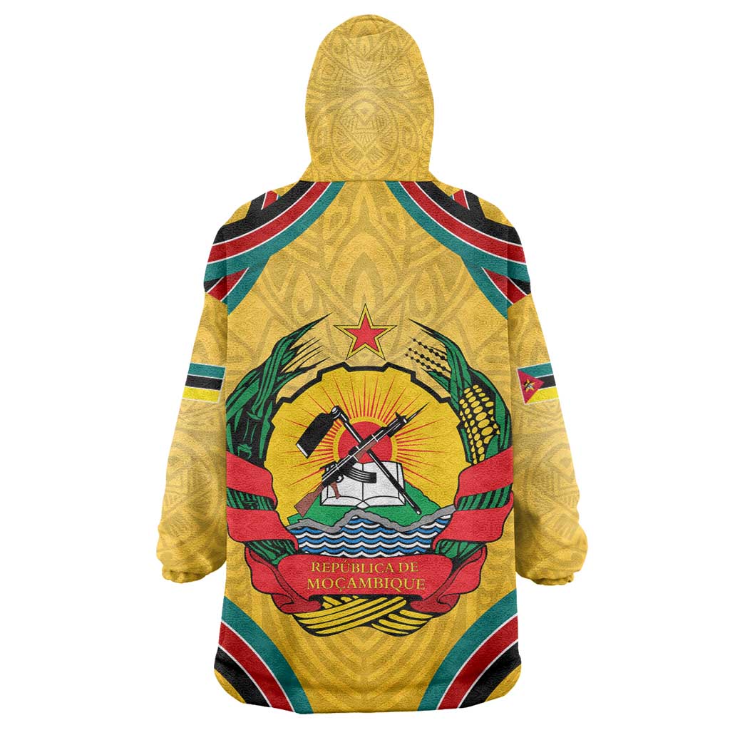 Mozambique Kid Wearable Blanket Hoodie Yellow Red Green Swirl Independence Day - African Pride