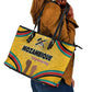 Mozambique Leather Tote Bag Yellow Red Green Swirl Independence Day - African Pride