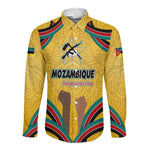 Mozambique Long Sleeve Button Shirt Yellow Red Green Swirl Independence Day - African Pride