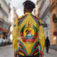 Mozambique Long Sleeve Button Shirt Yellow Red Green Swirl Independence Day - African Pride