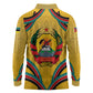 Mozambique Long Sleeve Polo Shirt Yellow Red Green Swirl Independence Day - African Pride