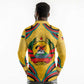 Mozambique Long Sleeve Polo Shirt Yellow Red Green Swirl Independence Day - African Pride