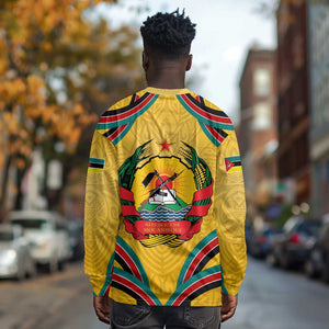 Mozambique Long Sleeve Shirt Yellow Red Green Swirl Independence Day - African Pride
