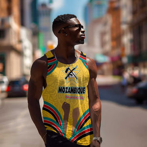 Mozambique Men Tank Top Yellow Red Green Swirl Independence Day - African Pride
