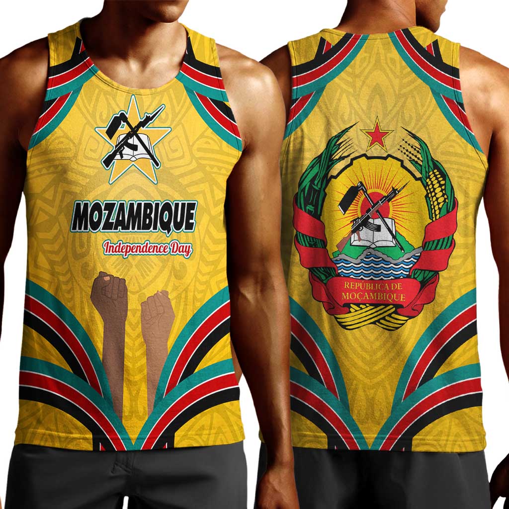 Mozambique Men Tank Top Yellow Red Green Swirl Independence Day - African Pride