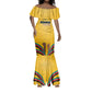 Mozambique Mermaid Dress Yellow Red Green Swirl Independence Day - African Pride