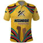 Mozambique Polo Shirt Yellow Red Green Swirl Independence Day - African Pride