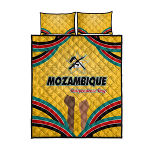 Mozambique Quilt Bed Set Yellow Red Green Swirl Independence Day - African Pride
