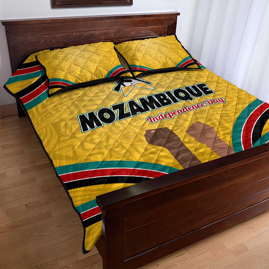 Mozambique Quilt Bed Set Yellow Red Green Swirl Independence Day - African Pride