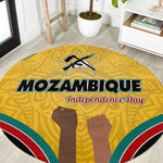 Mozambique Round Carpet Yellow Red Green Swirl Independence Day - African Pride