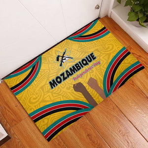 Mozambique Rubber Doormat Yellow Red Green Swirl Independence Day - African Pride