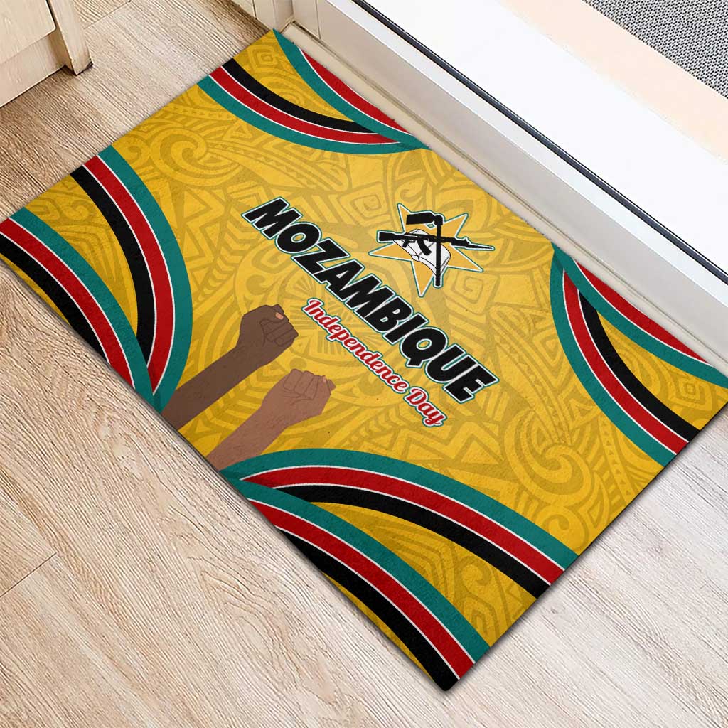 Mozambique Rubber Doormat Yellow Red Green Swirl Independence Day - African Pride