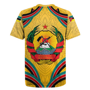 Mozambique Rugby Jersey Yellow Red Green Swirl Independence Day - African Pride