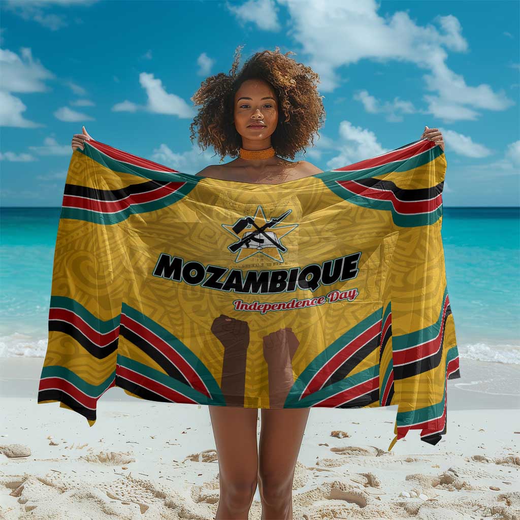 Mozambique Sarong Yellow Red Green Swirl Independence Day - African Pride