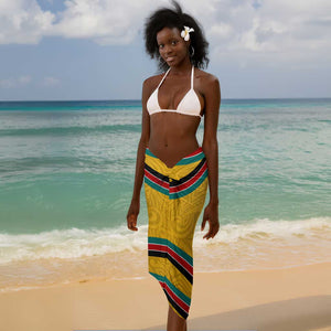 Mozambique Sarong Yellow Red Green Swirl Independence Day - African Pride
