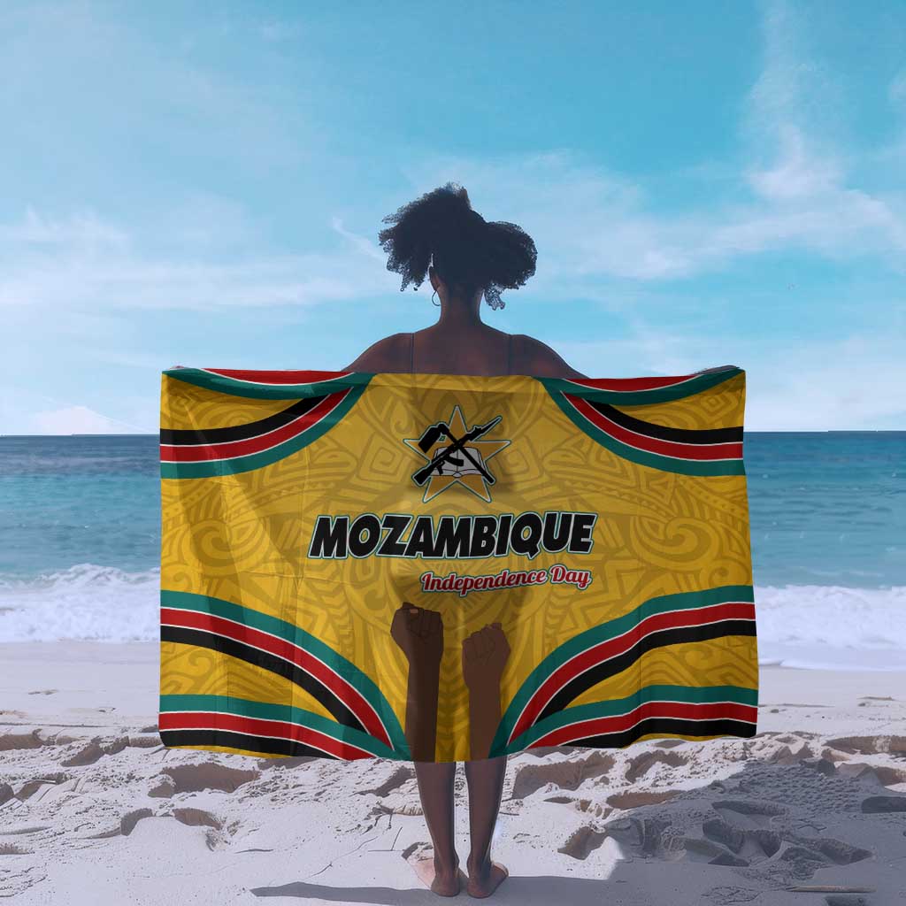Mozambique Sarong Yellow Red Green Swirl Independence Day - African Pride