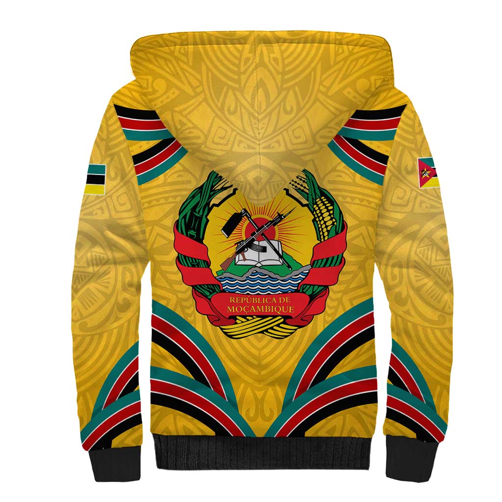 Mozambique Sherpa Hoodie Yellow Red Green Swirl Independence Day - African Pride