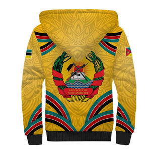 Mozambique Sherpa Hoodie Yellow Red Green Swirl Independence Day - African Pride