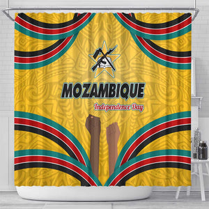 Mozambique Shower Curtain Yellow Red Green Swirl Independence Day - African Pride
