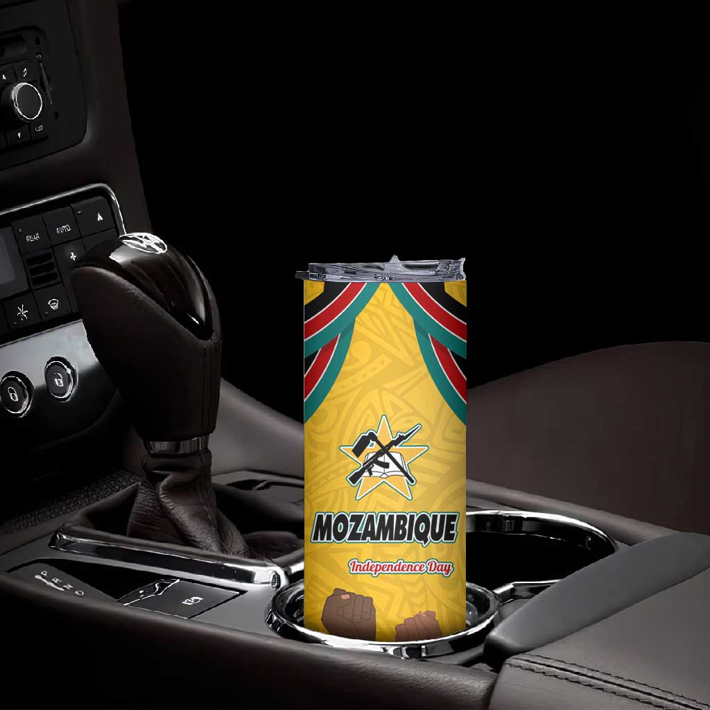 Mozambique Skinny Tumbler Yellow Red Green Swirl Independence Day - African Pride
