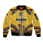 Mozambique Sleeve Zip Bomber Jacket Yellow Red Green Swirl Independence Day - African Pride
