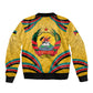Mozambique Sleeve Zip Bomber Jacket Yellow Red Green Swirl Independence Day - African Pride
