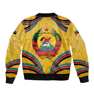 Mozambique Sleeve Zip Bomber Jacket Yellow Red Green Swirl Independence Day - African Pride