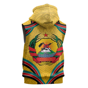 Mozambique Sleeveless Zip Hoodie Yellow Red Green Swirl Independence Day - African Pride