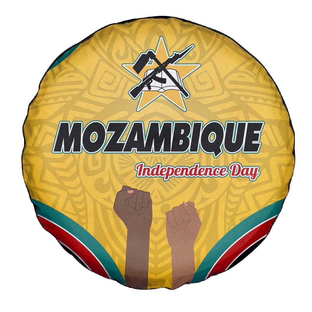 Mozambique Spare Tire Cover Yellow Red Green Swirl Independence Day - African Pride
