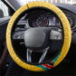 Mozambique Steering Wheel Cover Yellow Red Green Swirl Independence Day - African Pride
