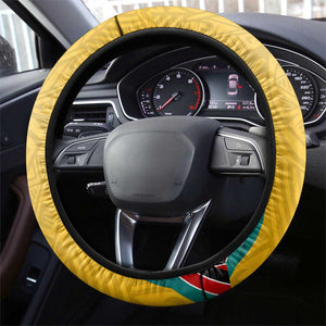 Mozambique Steering Wheel Cover Yellow Red Green Swirl Independence Day - African Pride