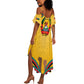 Mozambique Summer Maxi Dress Yellow Red Green Swirl Independence Day - African Pride
