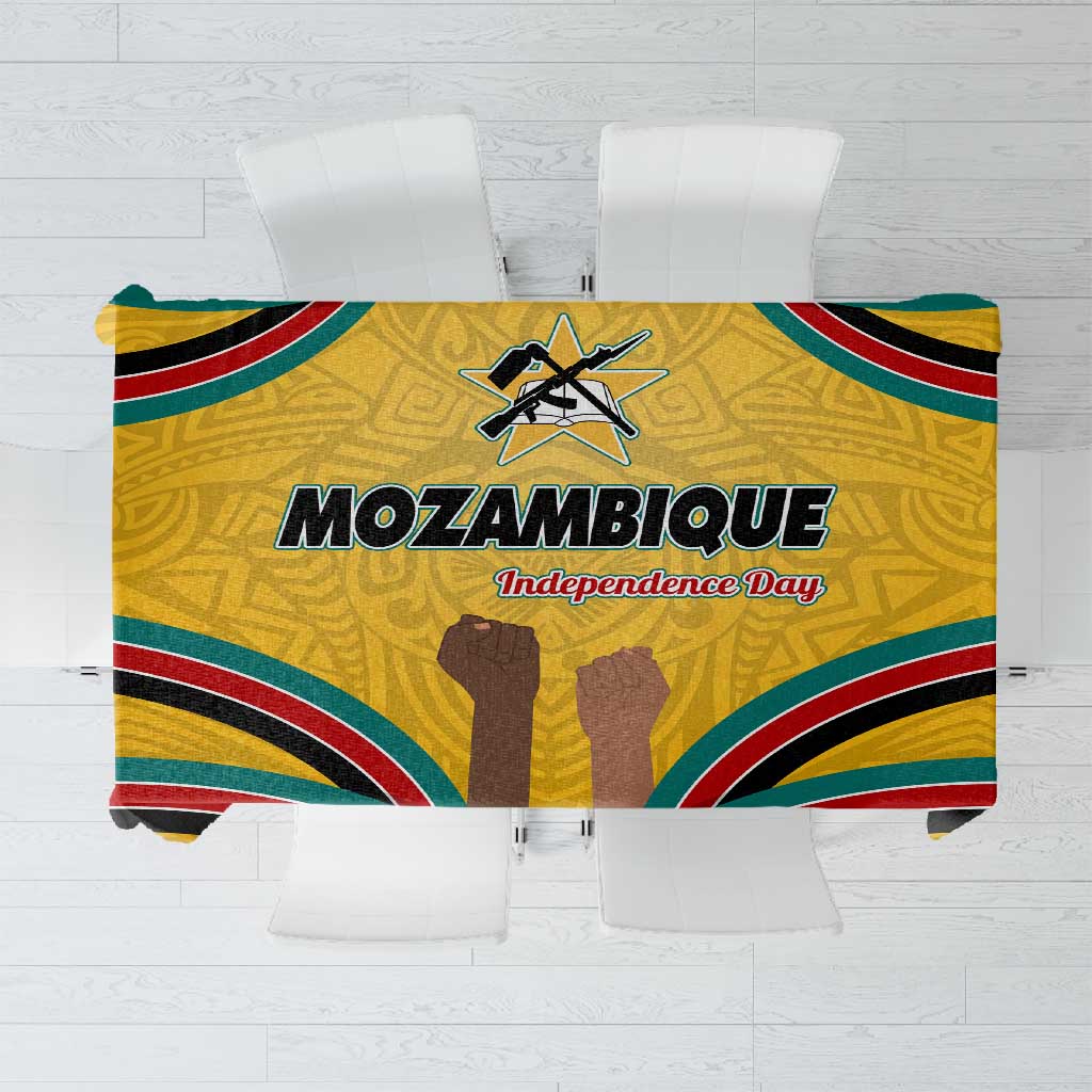 Mozambique Tablecloth Yellow Red Green Swirl Independence Day - African Pride