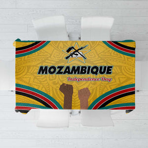 Mozambique Tablecloth Yellow Red Green Swirl Independence Day - African Pride