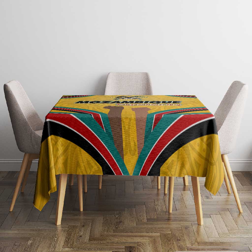 Mozambique Tablecloth Yellow Red Green Swirl Independence Day - African Pride