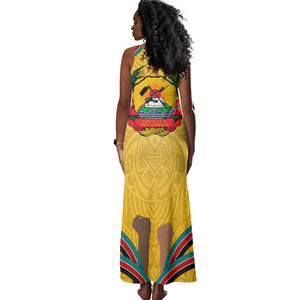 Mozambique Tank Maxi Dress Yellow Red Green Swirl Independence Day - African Pride