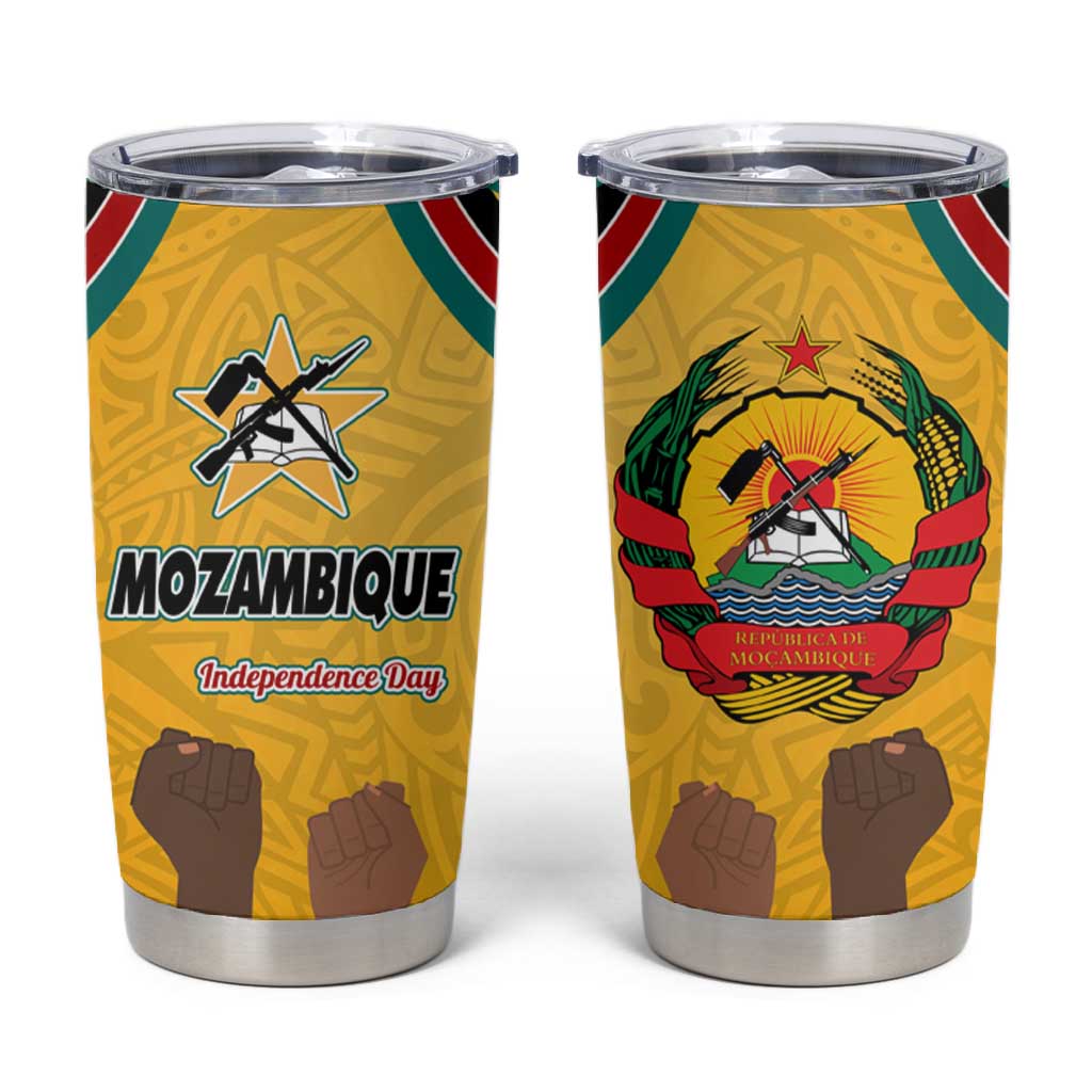 Mozambique Tumbler Cup Yellow Red Green Swirl Independence Day - African Pride
