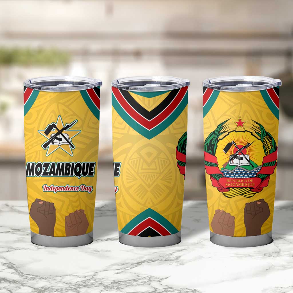 Mozambique Tumbler Cup Yellow Red Green Swirl Independence Day - African Pride