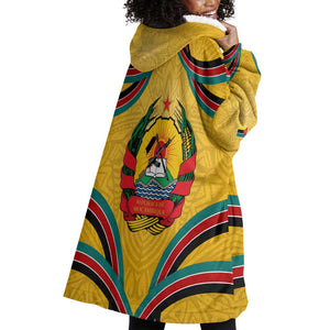 Mozambique Wearable Blanket Hoodie Yellow Red Green Swirl Independence Day - African Pride