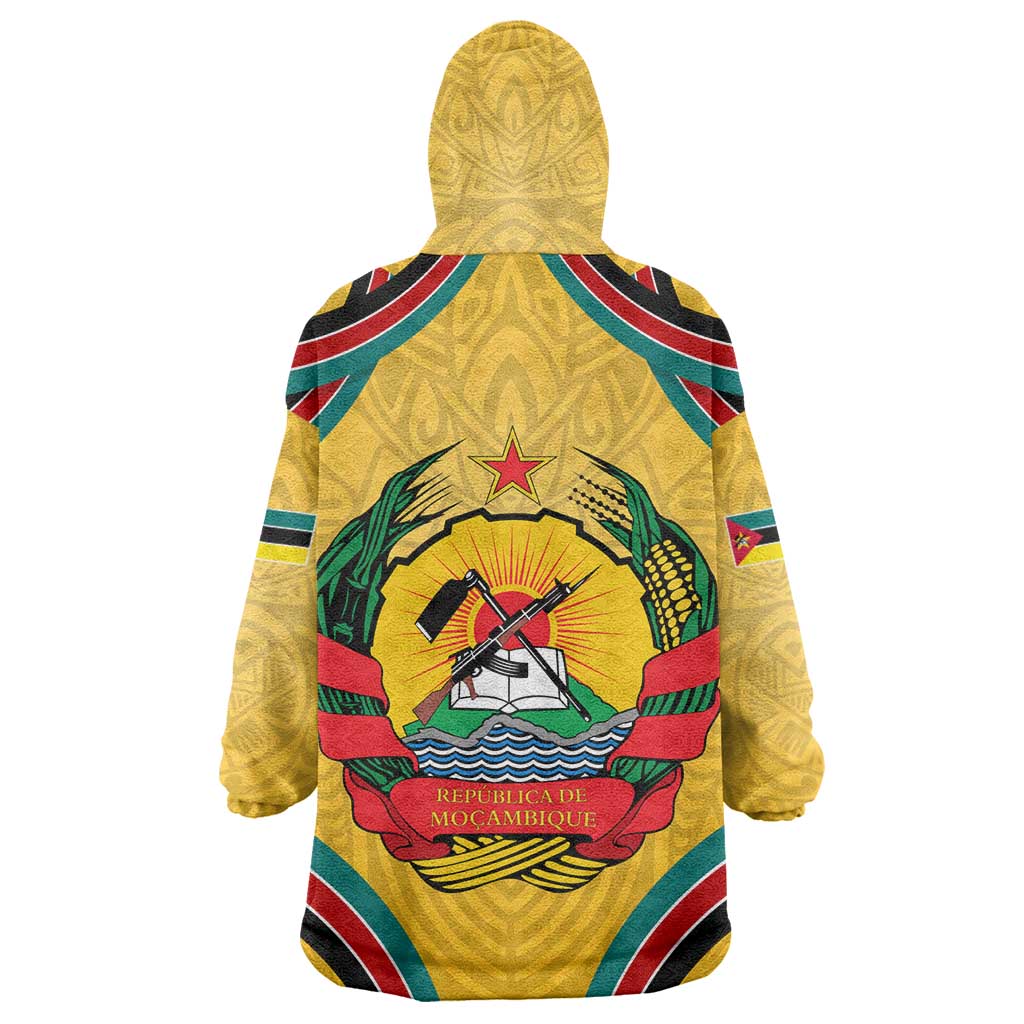 Mozambique Wearable Blanket Hoodie Yellow Red Green Swirl Independence Day - African Pride