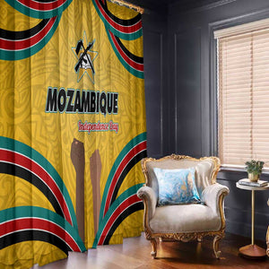 Mozambique Window Curtain Yellow Red Green Swirl Independence Day - African Pride