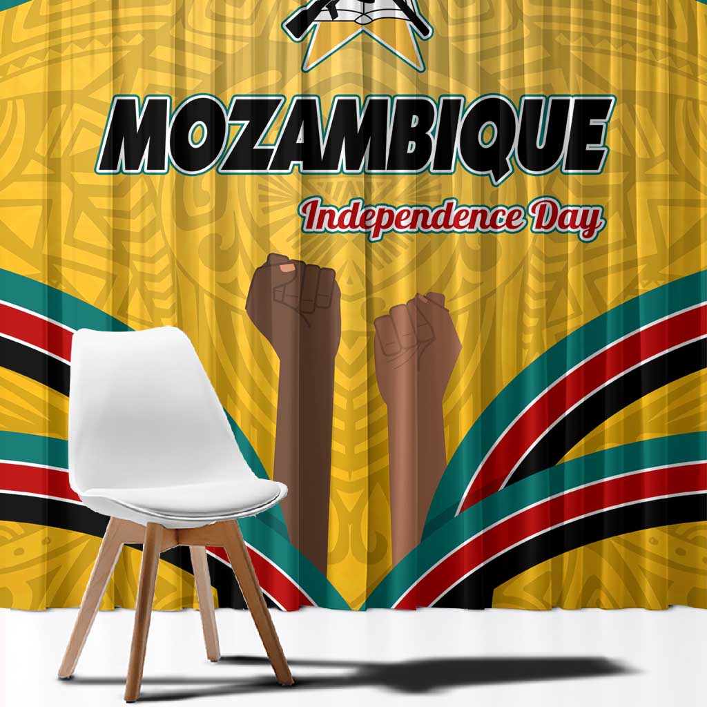 Mozambique Window Curtain Yellow Red Green Swirl Independence Day - African Pride