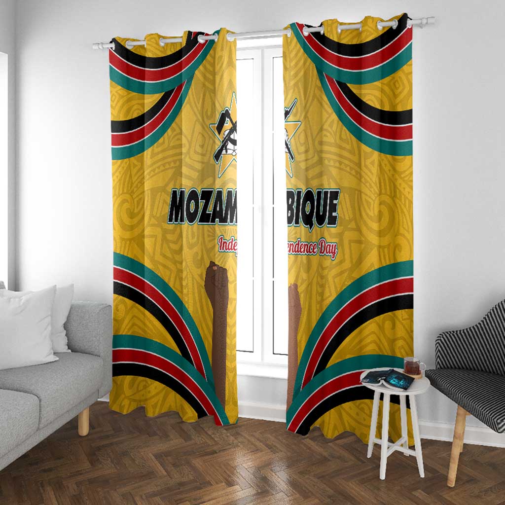 Mozambique Window Curtain Yellow Red Green Swirl Independence Day - African Pride