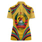 Mozambique Women Polo Shirt Yellow Red Green Swirl Independence Day - African Pride