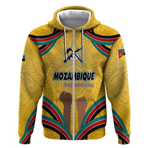Mozambique Zip Hoodie Yellow Red Green Swirl Independence Day - African Pride