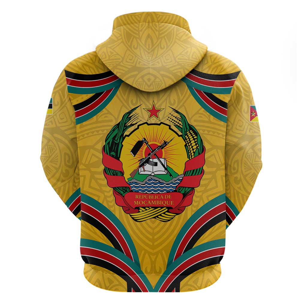 Mozambique Zip Hoodie Yellow Red Green Swirl Independence Day - African Pride