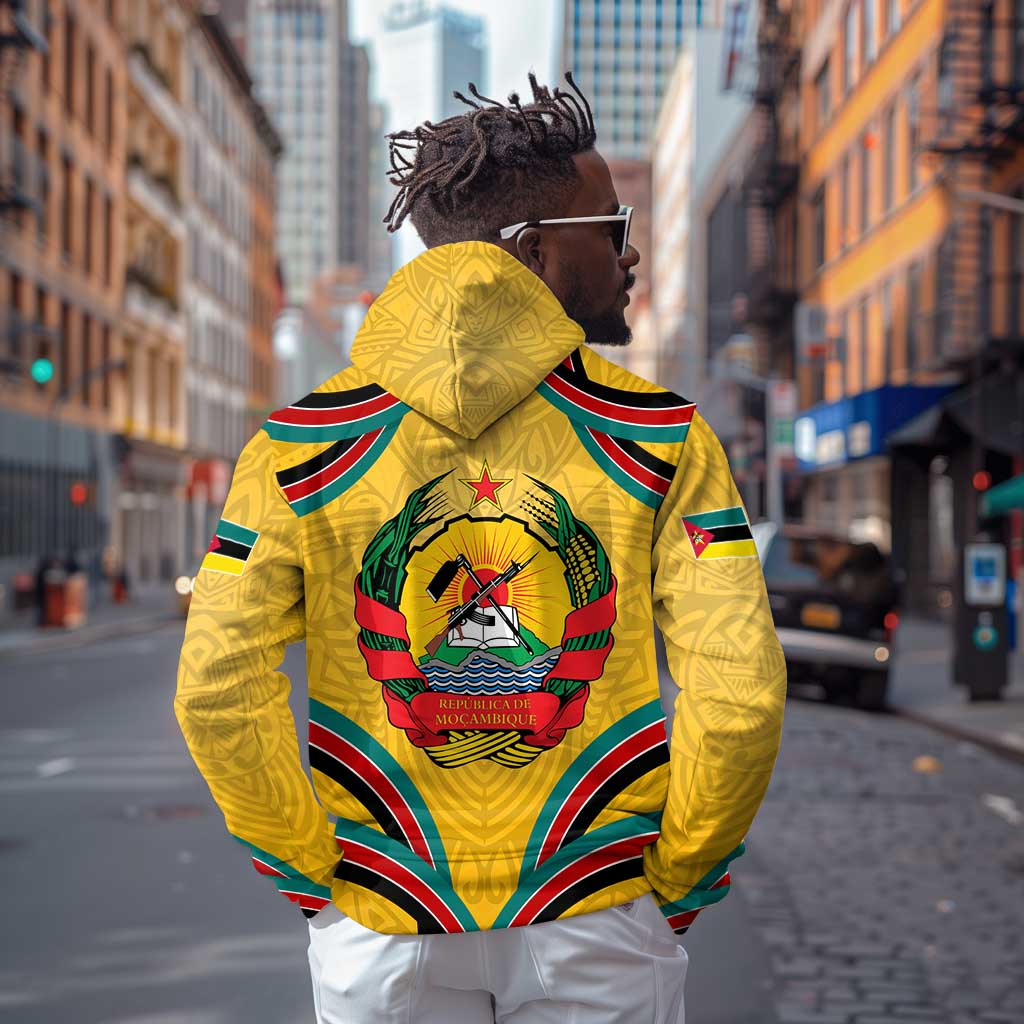 Mozambique Zip Hoodie Yellow Red Green Swirl Independence Day - African Pride