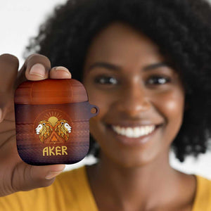 Aker AirPods Case Ancient Egyptian Sunset Gradient, Twin Lion Guardians, and Solar Disc - African Pride