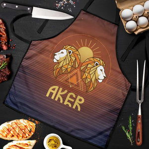 Aker Apron Ancient Egyptian Sunset Gradient, Twin Lion Guardians, and Solar Disc - African Pride